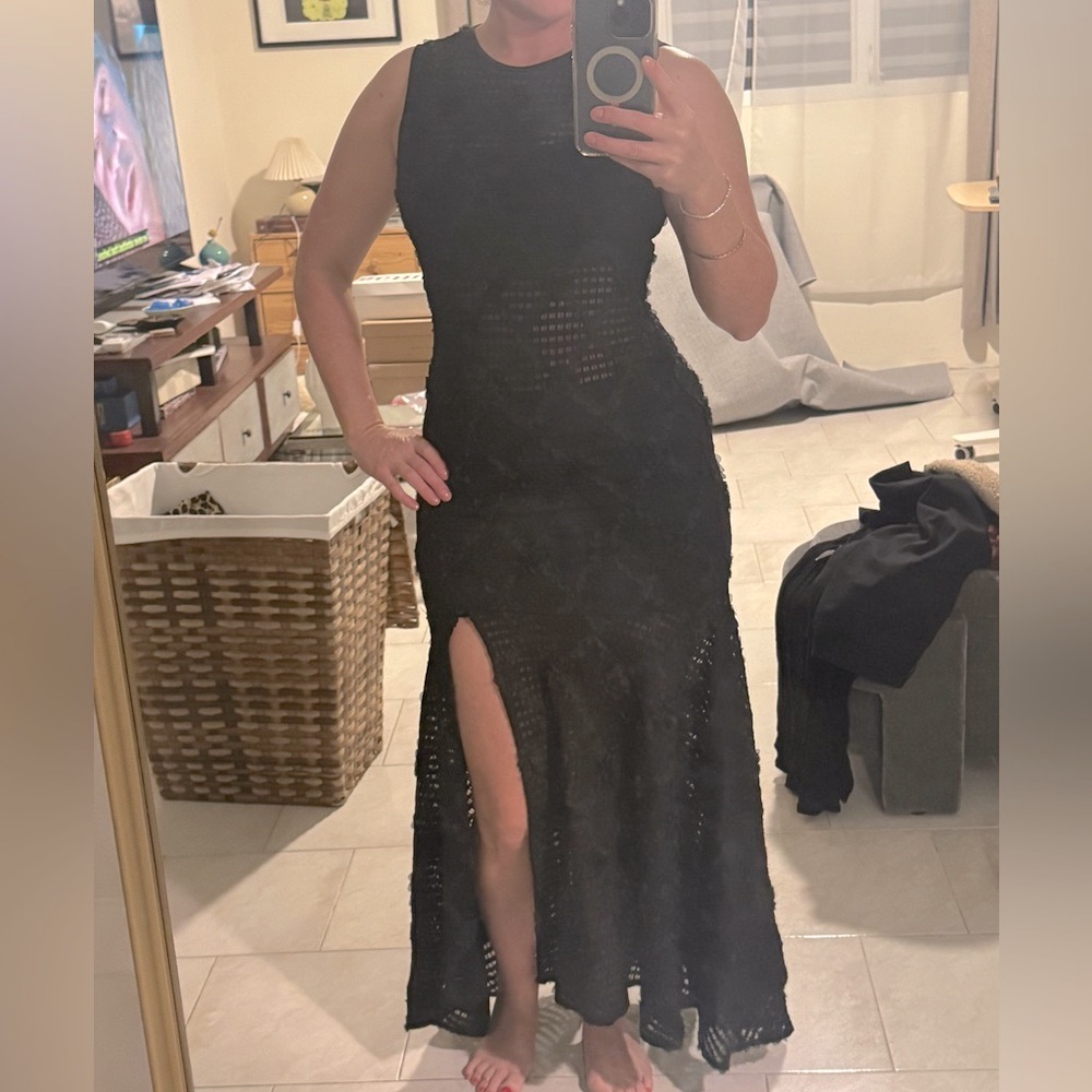 Amanda Uprichard Lace Slitted Maxi Sleeveless Dress